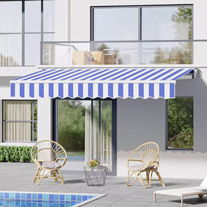 Auvent de terrasse rétractable manuel/<span class=keywords><strong>motorisé</strong></span> populaire en alliage d'aluminium et polyester, imperméable, pour l'extérieur - Product Image 2