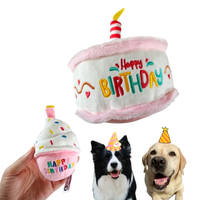 Jouet en peluche sonore Zoyi en forme de gâteau d'anniversaire pour animaux de compagnie, design découpé écologique, jouet à mâcher pour la dentition des chats et chiens, vente en gros pour l'intérieur