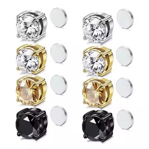 Jingyue Non piercing CZ anallergico in acciaio inox magnete zircone 6 e 8mm <span class=keywords><strong>orecchini</strong></span> a Clip <span class=keywords><strong>orecchini</strong></span> magnetici per gli uomini - Product Image 1