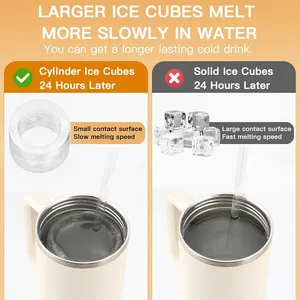 3 Cylinder Cold Drink Travel Mug Water Bottle Large Ice Maker Silicone Ice Cube Tray For Stainless Steel Tumblers