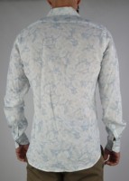 La Moustache Noire Marque Hommes Vêtements Barack Lin Bleu Japon Chemise À Manches Longues Chemise Imprimée En Viscose/Lin Tissu