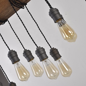 Vintage Natural Wooden Chandelier Industrial Loft Hanging Pendant <strong>Lights</strong> - Product Image 3