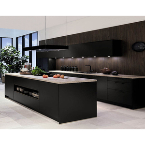 Design aus chinesischer Fabrik Fertigteil-Kücheneinheit aus wasserfestem Sperrholz Moderne Einbauküche als Komplettset in Schwarz - Product Image 6