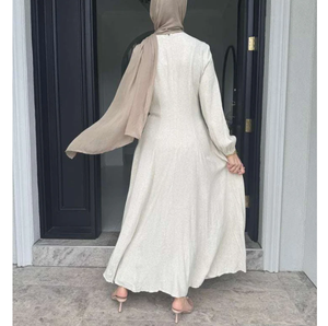 LEDUO Vestido Elegante de Corte Holgado y Estilo Modesto con Cuello Largo con Cierre, Falda Fluida con Doble Forro para Ocasiones Especiales - Product Image 3