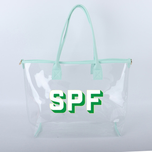 Rts Damen Mädchen große durchsichtige transparente PvC-Schulter-Geschenktüte große Stadion-Griffe Tüte Einkaufsdamen durchsichtige Strandtasche - Product Image 1