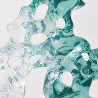 Sculpture artisanale personnalisée en résine, style Roches Savantes, en cristal transparent turquoise Gongshi, Art abstrait, sur socle en marbre, Décoration Zen pour la maison, Cadeau