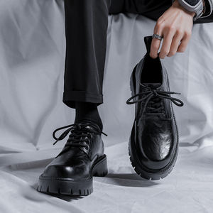 Nouveaux mocassins en cuir noir style britannique, bottes de ville à semelle plate, chaussures en cuir toutes assorties - Product Image 4