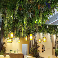 Plantes artificielles vertes : Fougères, Lianes suspendues d'intérieur, Glycines, Gazon synthétique, Panneaux muraux en plastique, Décoration de plafond et de bar