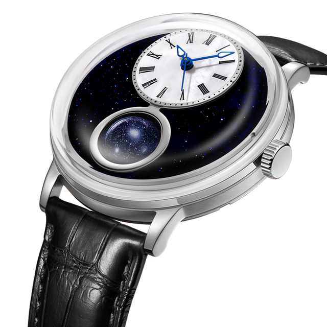 Customize logo Luxury Men's Retro Mechanical Watch Starry Sky Rotating 3D day and night 24-Hour Display Miyota Automatic Watches