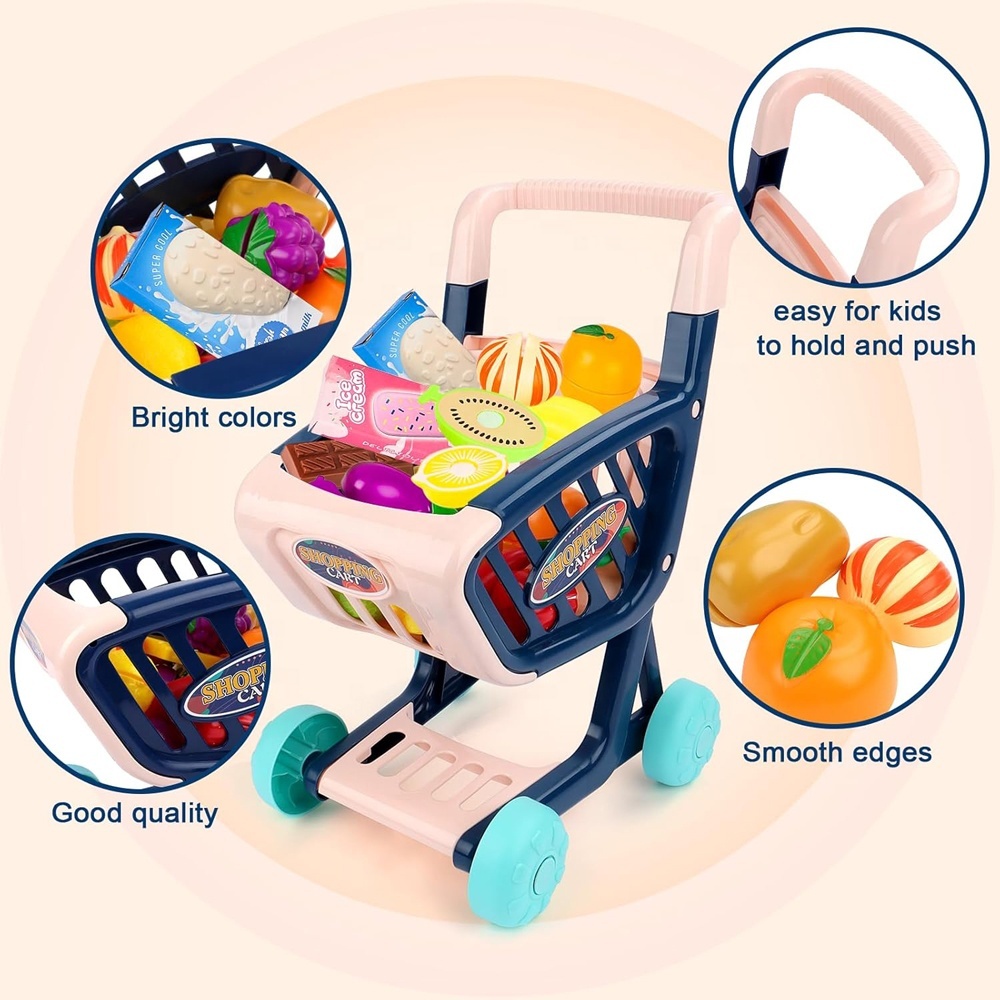 Caddie chariot supermarché + lot de fruits et légumes découplables Caddie chariot supermarché + lot de fruits et légumes découplables