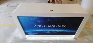 Escritorio de Estación de Trabajo Personalizado para <span class=keywords><strong>Noticias</strong></span>, Entrevistas, Transmisiones, Mesa Moderna con LED para Estudio de TV y Radio - Product Image 3