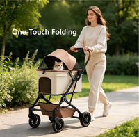 Carrito para Mascotas Resistente, Capacidad de 20 kg, Plegado con un Toque, Marco de Acero al Carbono, Tela Oxford, OEM ODM, Carrito Personalizado para Perros