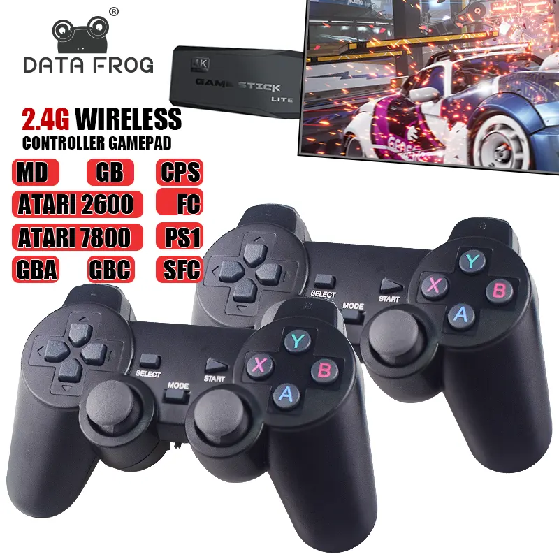 डेटा मेंढक Y3 लाइट 10000 खेल 4K खेल छड़ी टीवी वीडियो गेम कंसोल के लिए 2.4G वायरलेस नियंत्रक PS1/SNES 9 एम्यूलेटर रेट्रो कंसोल