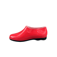 Chaussures de pluie décontractées pour femmes, courtes, rouges brillantes, à enfiler, basses, en PVC imperméable, pour l'extérieur