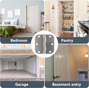 مفصلات أبواب مسطحة من النيكل المصقول مقاس 3.5 بوصة 5/8 بوصة مستديرة للمطبخ والمنزل والمكتب وغرفة النوم والمستشفى والمدرسة - Product Image 6