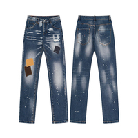 Jeans pour hommes sur mesure, en coton denim, coupe slim, déchirés, vintage, imprimés, patchwork, streetwear décontracté, fabricant de haute qualité