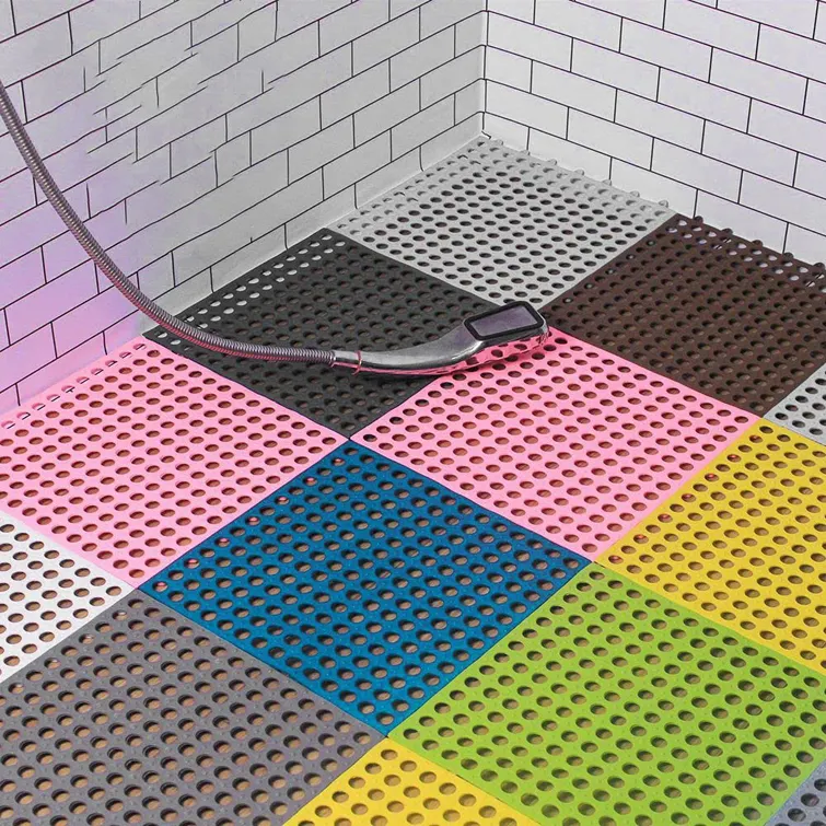Lavável DIY bloqueio lavável TPE Eco Antirutschmatte Wet Room Half Moon TPE Shower Mat para chuveiro exterior