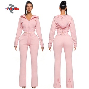 Tute Sportive con Felpa con Zip e Pantaloni Jogger, Set Personalizzato in Due Pezzi, Abbigliamento Streetwear da Donna, Produttori di Abbigliamento - Product Image 1