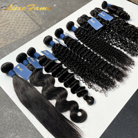 Grossiste de mèches de cheveux brésiliens vierges bruts, alignées sur les cuticules, en vrac, qualité supérieure, double tirage, extensions de cheveux humains
