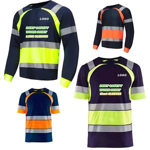 Farbblock Hi-Vis Arbeitskleidung Hochsichtbares T-Shirt Reflektierende Sicherheitskleidung Hemden mit Reflektoren Bau-Arbeitshemden - Product Image 1