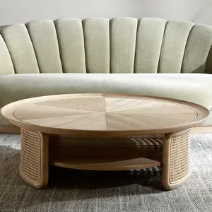 北欧ファッション高級ホテル販売部門B & Bリビングルーム木製籐コーヒーテーブルカスタム家具