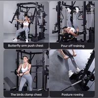 Équipement de Fitness à Domicile Cadre de Squat Profond Smith Machine Maison Rack Cage à Puissance Multifonctionnel Rack à Squat Machine à Câbles Croisés