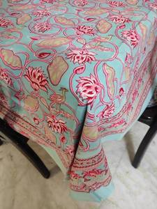 Hand Block Print <b>Round</b> Tablecloh Hand Block Print Sheeting Fabric <b>Table</b> Wear 8 Seater <b>Tablecloth</b> With Border All <b>Round</b> - Product Image 4