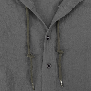 OEM ODM in stock <span class=keywords><strong>camicia</strong></span> a maniche lunghe da <span class=keywords><strong>uomo</strong></span> tinta unita con cappuccio cardigan in <span class=keywords><strong>lino</strong></span> di cotone alla moda e versatile da <span class=keywords><strong>spiaggia</strong></span> allentata - Product Image 6
