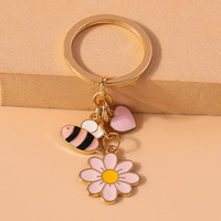 Porte-clés mignon, petite abeille, fleurs, libellule, papillon, pendentif porte-clés, couple, insecte, porte-clés, sac, porte-clés de voiture
