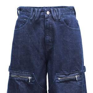 MC BUILD OEM Bermuda in denim da <span class=keywords><strong>uomo</strong></span> con tasche, stile trucker, decorazioni e patchwork, a vita media - Product Image 2