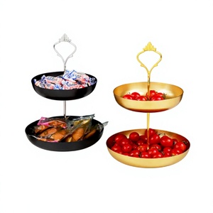 Juego de 2 soportes metálicos negros y dorados para servir chocolate, decorativos para mesa, para galletas, dulces, frutos secos. - Product Image 2