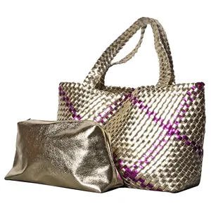 Handtaschen und Geldbörsen für Frauen PU Leder gewebte Shopper Big Bag Schulter Hobo