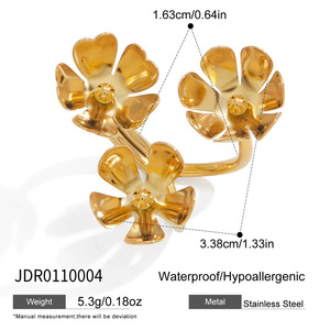 Vintage Trendy Platinum Plated Stainless Steel <b>Thick</b> <b>Ring</b> for Women Durable & Non-Fading ZIRCON Flower <b>Rings</b> for Gift - Product Image 3