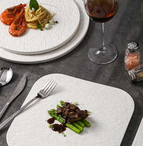 Juego de Platos de Cerámica Mate con Textura de Piedra Blanca, Estilo Bohemio |   Vajilla Ecológica y Duradera para Hoteles, Bodas y Restaurantes de Alta Gama, Venta al por Mayor - Product Image 3