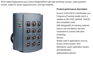 Lecteur de carte RFID de proximité 13.56khz Wiegand 26 couleur noire IP65 lecteur de clavier de contrôle d'accès de porte étanche - Product Image 6