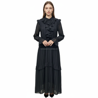 Robes à volants Charlotte personnalisées pour femmes, col haut, manches longues, robes maxi pour femmes