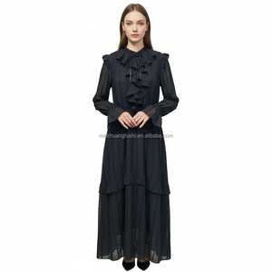 Kadınlar için özel Charlotte fırfırlı elbiseler yüksek boyun çizgisi uzun kollu Maxi elbiseler bayanlar - Product Image 1