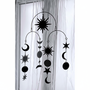 Noël en bois décoratif Phase de lune mur Art tenture murale décor bohème pour chambre pour salon lune Cycle ornements - Product Image 1