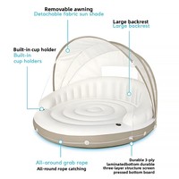 Cama Flotante Inflable de PVC con Doble Círculo Personalizada y Sombrilla