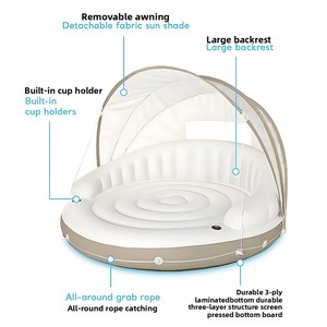 Lit flottant <span class=keywords><strong>gonflable</strong></span> personnalisé à double cercle en PVC <span class=keywords><strong>avec</strong></span> pare-soleil - Product Image 2
