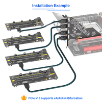 Kit d'extension PCIe 4.0 X16 vers 4 ports OCuLink SFF-8612, 4 cartes adaptatrices, câble tressé de 500 mm, pour la mise en parallèle de GPU, en stock