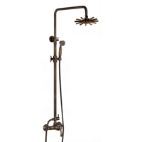Robinet de douche en cuivre pour salle de bain avec douchette téléphonique, ensemble de douche au design rétro classique, pommeau de douche pluie