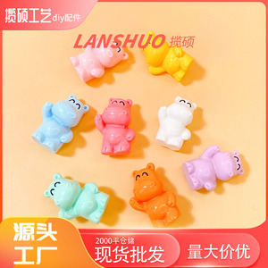 Hippo Charm <b>Beads</b> Plastic Resin For Bracelet Making DIY Jewelry <b>Set</b> Solid Color Animal Shape Irregular Size - Product Image 3