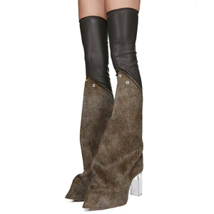 Custom Style Women Skintight Over Knee High Boots Loose Pointed Toe <b>Long</b> Pants Booties High Chunky Heels Shoes - Product Image 2