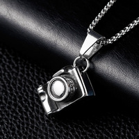 Collier pendentif appareil photo vintage en acier inoxydable style Hip Hop, chaîne à maillons, bijoux punk personnalisés pour homme, idéal pour le quotidien et le streetwear