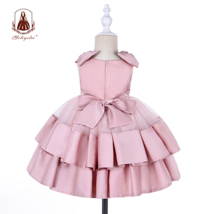 Abito Estivo 2020 OEM per Bambine, Vestito Rosa in Raso <span class=keywords><strong>da</strong></span> Cerimonia, Abito <span class=keywords><strong>da</strong></span> <span class=keywords><strong>Ballo</strong></span> per Compleanno con Fiocco sulla Spalla - Product Image 2