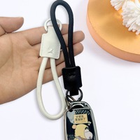 Mini cordon tressé pour poignet, lanière porte-clés en cuir PU couleur unie, sangle portable anti-chute pour clés et petits gadgets