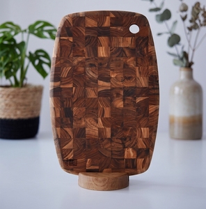 Planche à découper rectangulaire personnalisable en cuir de vachette et bois d'acacia, anti-bactérienne, compatible lave-vaisselle, pour la maison – Vente en gros directe usine - Product Image 1