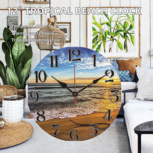 12-Inch Modern Tropical Beach Shell Meena Wall <b>Clock</b> Clear Sky Quartz 4MM Tempered Glass Silent Needle for Living - Product Image 2
