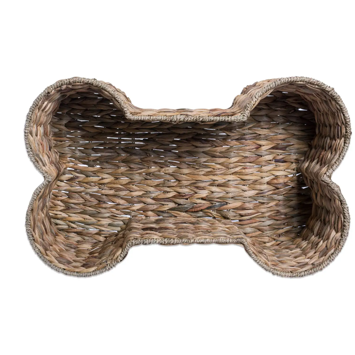 XH Bone Shape Pet Dog Toy Collection Handmade Dog and Cat Toy Bin Woven Storage water hyacinth baskets